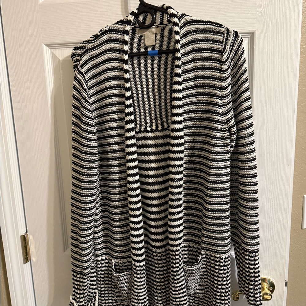 Joan Vass Striped Black and White Women's cardigan